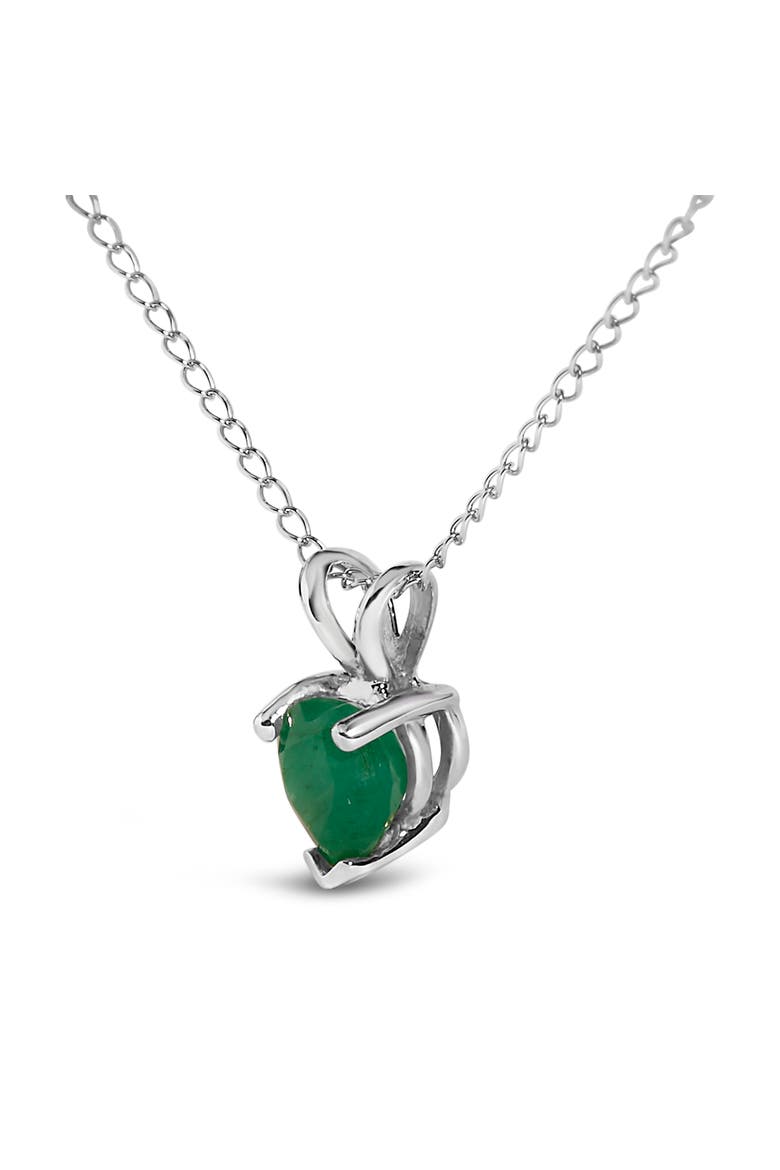14K Gold 5X5 MM Heart Shaped Gemstone Solitaire Pendant Necklace, Alternate, color, Green Emerald | White