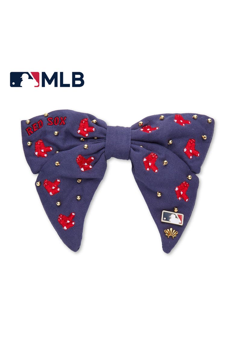 Lele Sadoughi MLB Red Sox Bow Barrette, Main, color, Navy 400