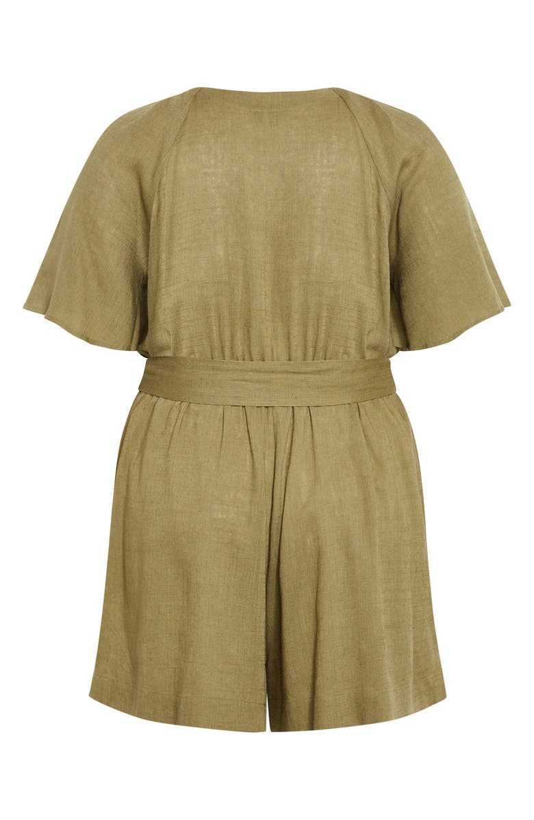 City Chic Brielle Belted Romper, Alternate, color, Olive