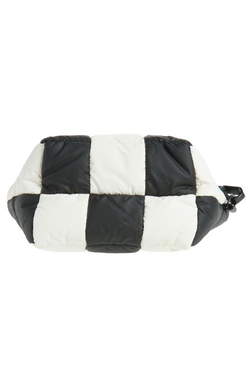 Veecollective Porter Colorbock Recycled Nylon Clutch In Black - Marshmallow Stripes