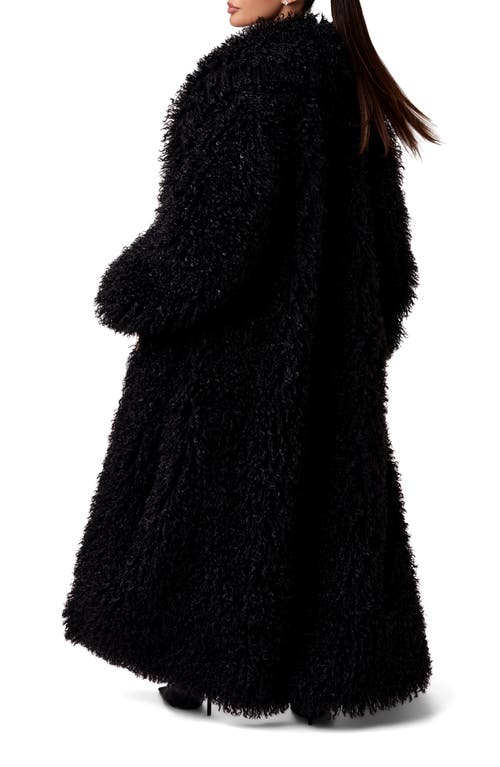 Naked Wardrobe Faux Shearling Coat In Black
