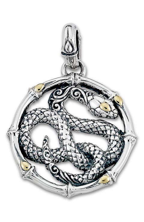 Sterling Silver & 18K Yellow Gold Snake Pendant