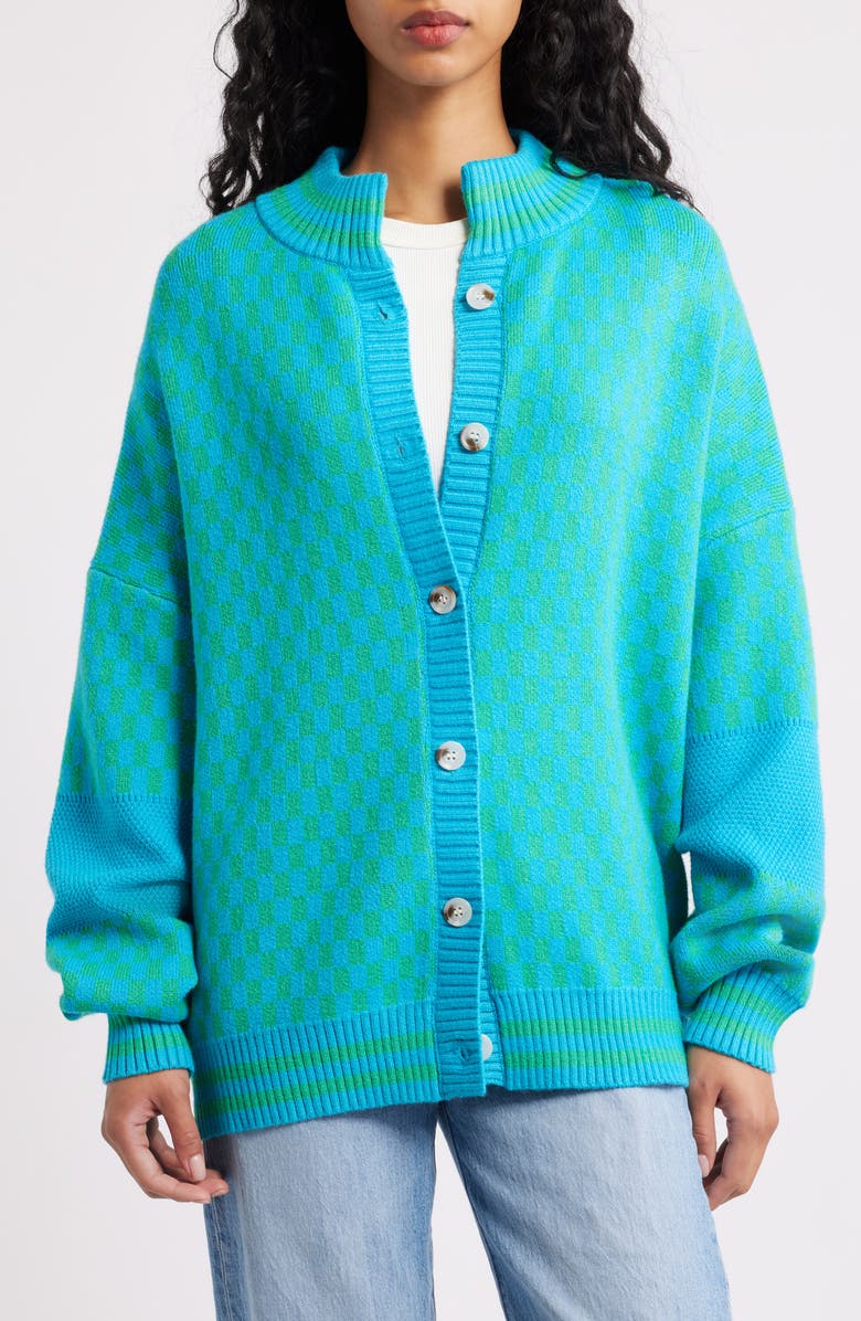 Dressed in Lala Get What I Want Grandpa Cardigan, Alternate, color, Blue/ Green