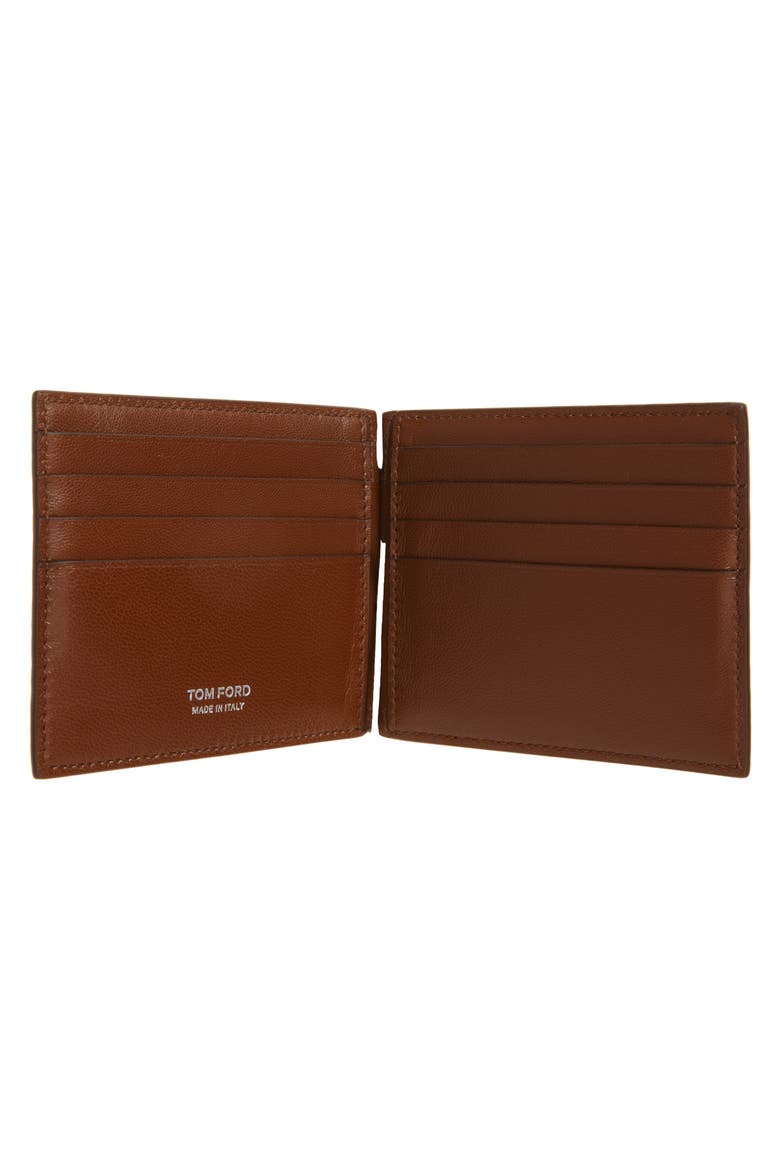 Croc Embossed Leather Bifold Wallet, Alternate, color, CARAMEL
