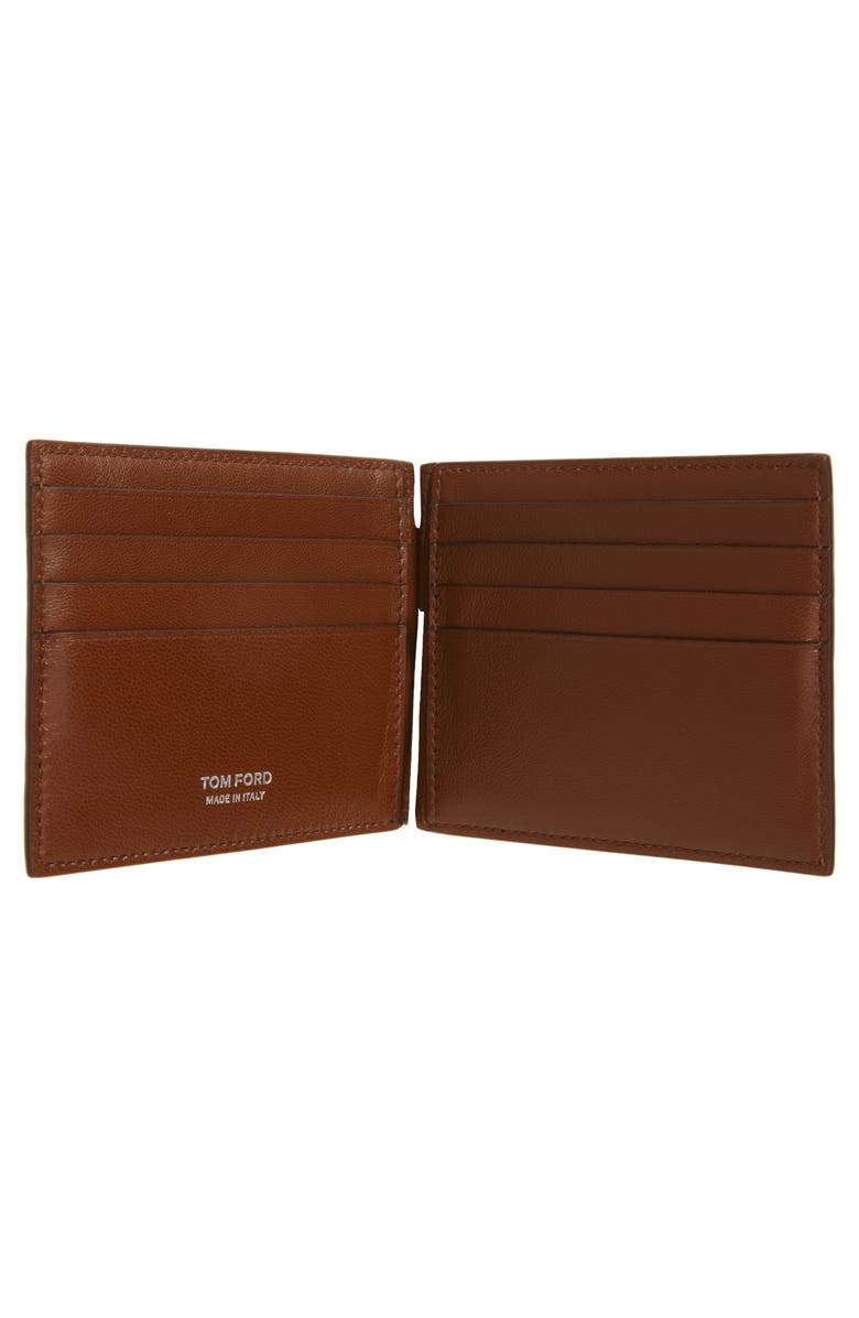 TOM FORD Croc Embossed Leather Bifold Wallet, Alternate, color, Caramel