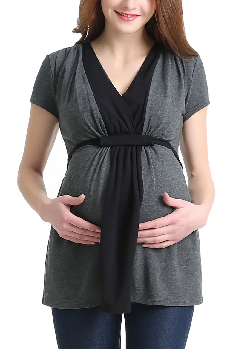 Maternity Colorblock Nursing Top, Main, color, Gray