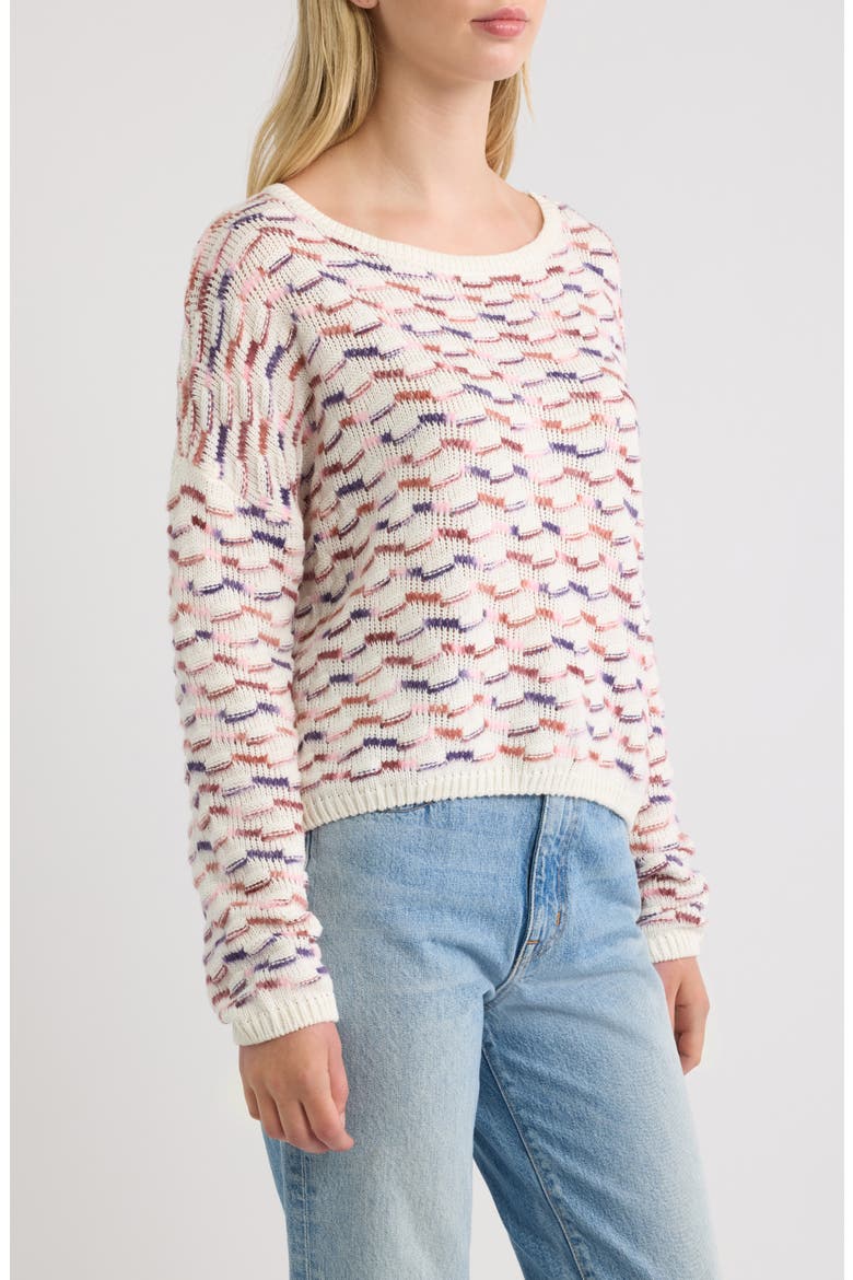 Wave Stitch Crop Pullover, Alternate, color, WHITE