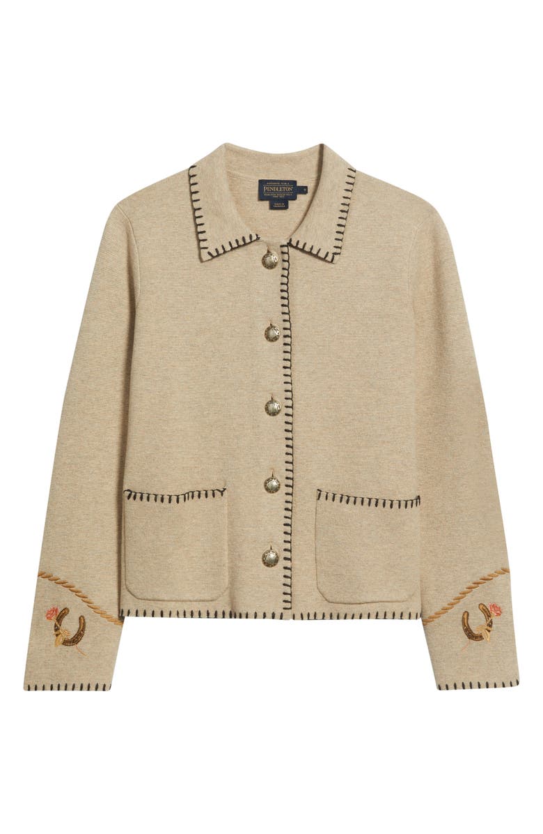 Pendleton Souvenir Blanket Stitch Cotton & Merino Wool Cardigan, Main, color, 
