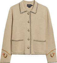 Pendleton Souvenir Blanket Stitch Cotton & Merino Wool Cardigan