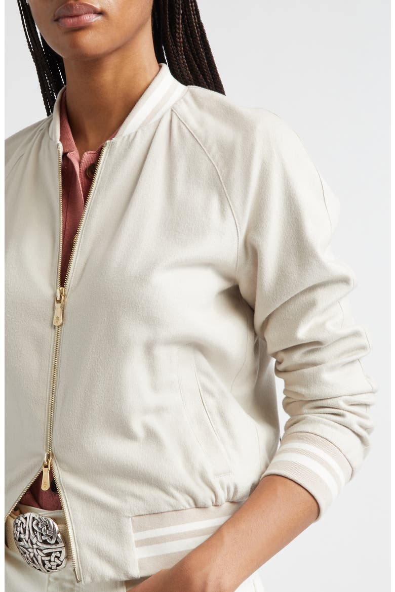 Columbio Silk & Cashmere Bomber Jacket, Alternate, color, 121 BEIGE