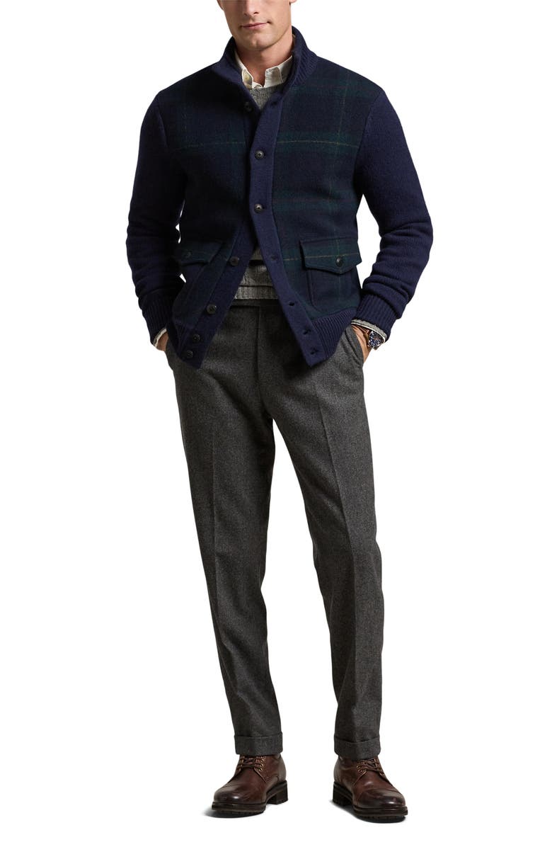 Polo Ralph Lauren Plaid Merino Wool Cardigan, Alternate, color,