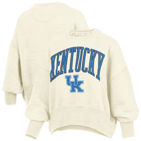 Women's Pressbox Natural Kentucky Wildcats Oversized Waist-Length Crewneck Sweatshirt