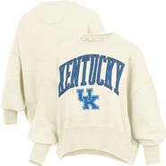 PRESSBOX Women's Pressbox Natural Kentucky Wildcats Oversized Waist-Length Crewneck Sweatshirt