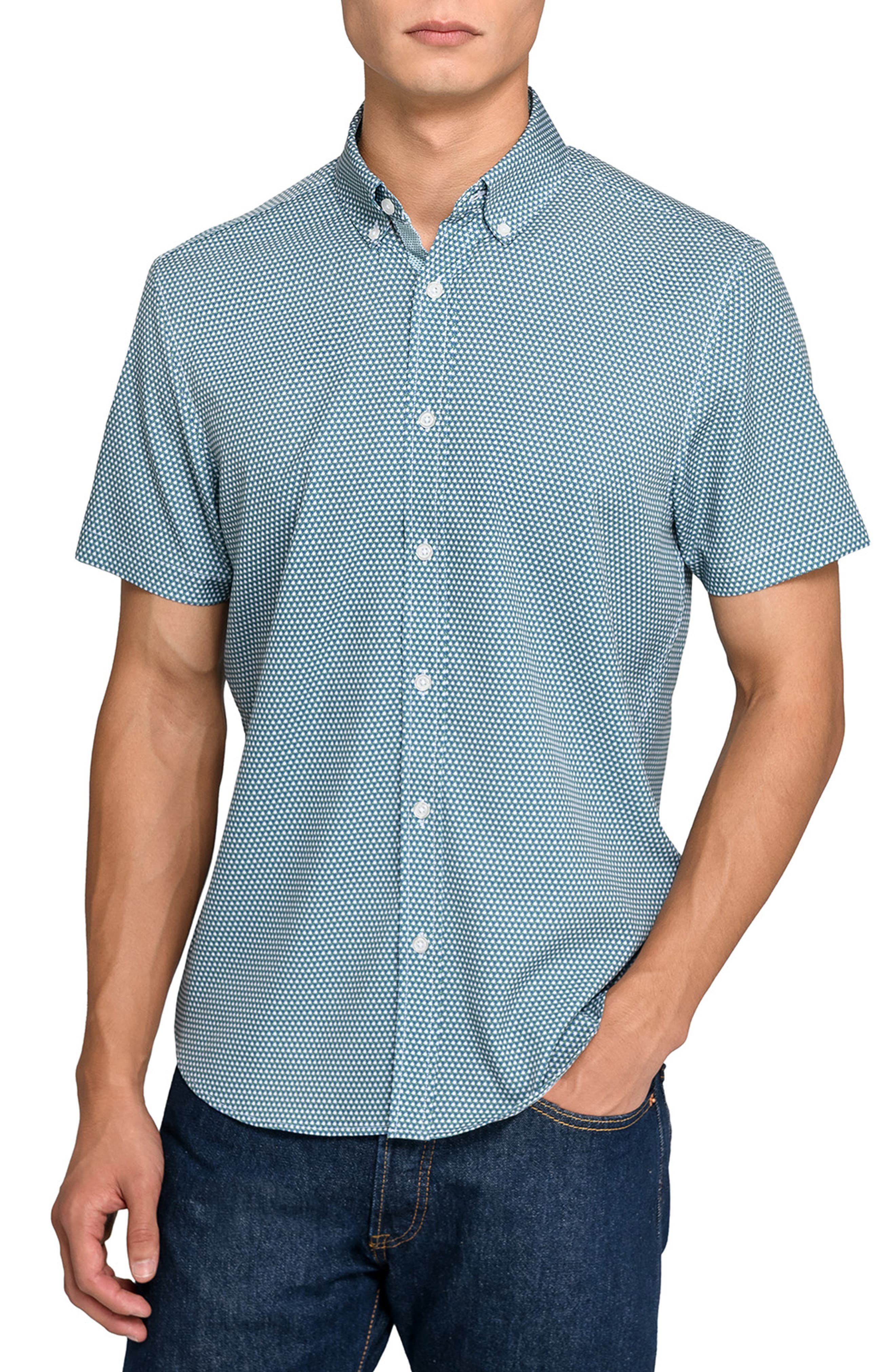 Hexagon Geo Woven Short Sleeve Basic - image 1