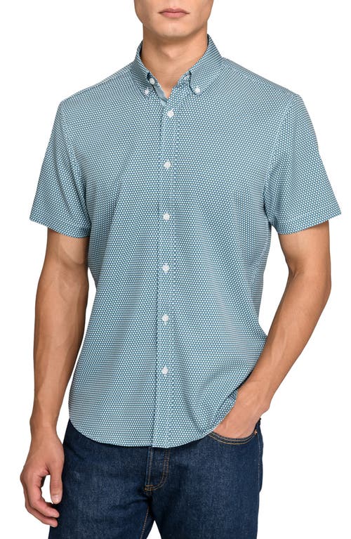 Construct Hexagon Geo Woven Short Sleeve Basic In Blue