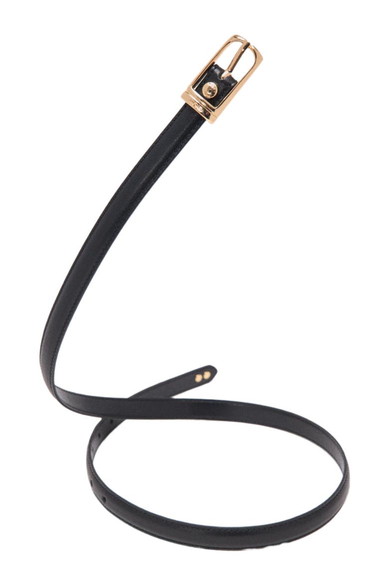 Slim leather belt, Alternate, color, Black
