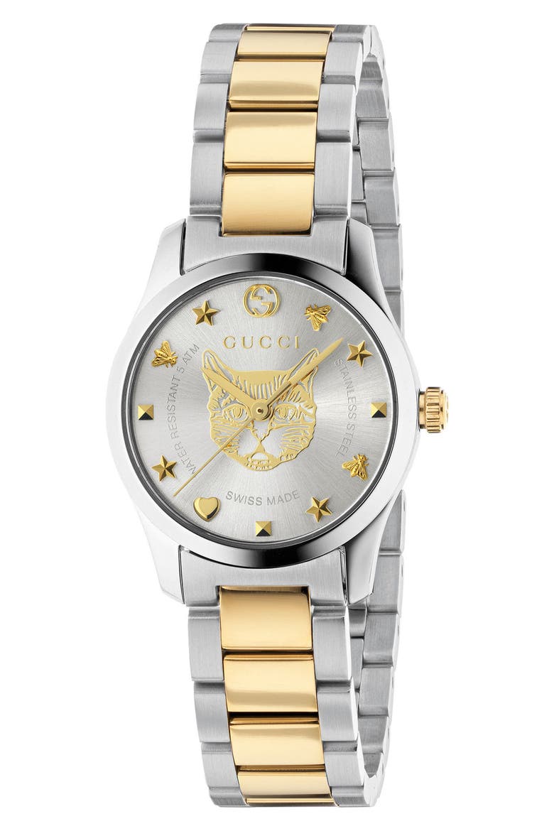 G-Timeless Bracelet Watch, 27mm, Main, color, SILVER/ GOLD