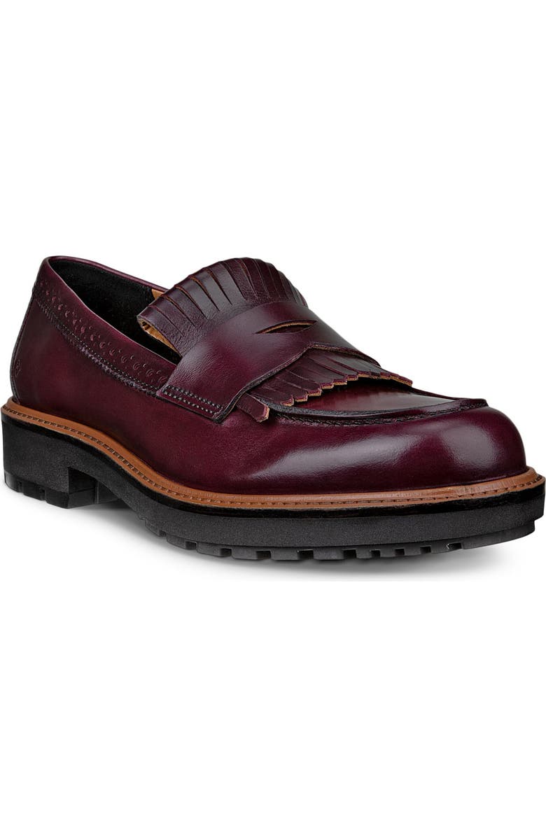 ECCO Metropole Oslo Kiltie Penny Loafer, Main, color, Dark Ruby