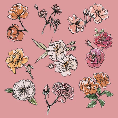 Lost Gods Painted Flower Grid Graphic T-shirt In Pink