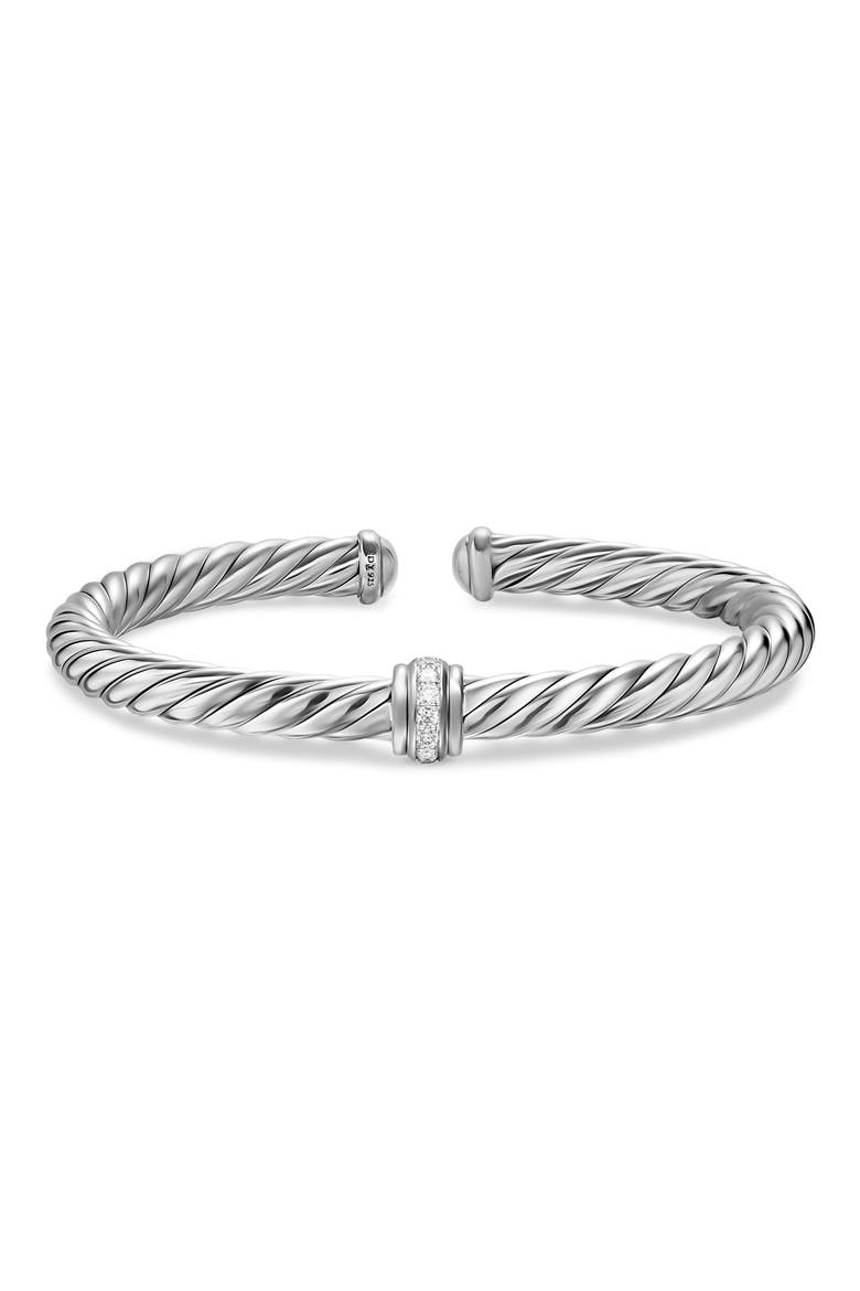 Cablespira® Flex Bracelet in Sterling Silver with Diamonds, 6mm, Alternate, color, SILVER PAVE