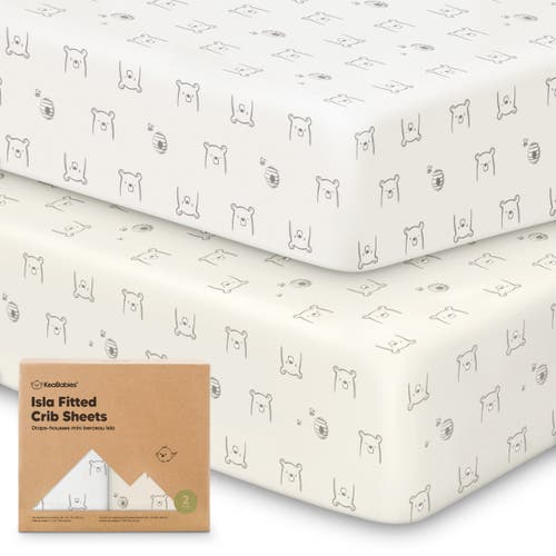 Keababies Isla Fitted Crib Sheets In Bumble Bear
