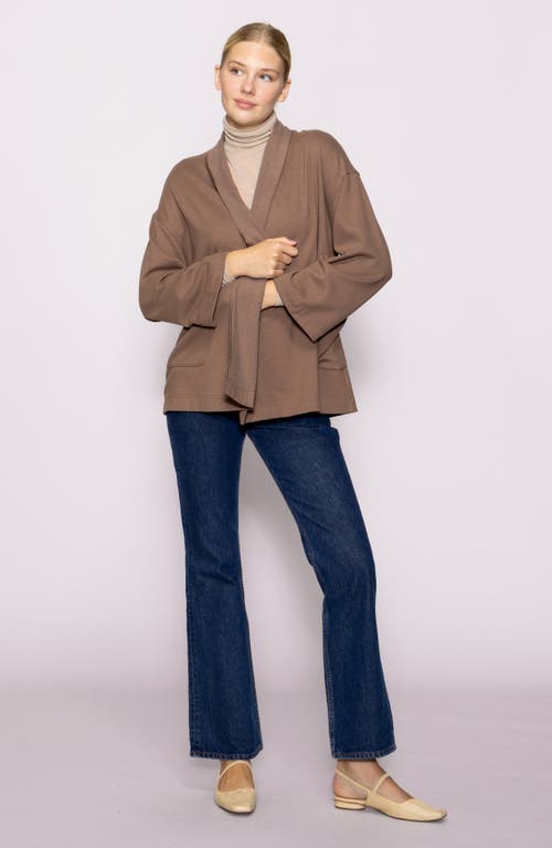 Melloday Shawl Collar Double Knit Jacket In Brown