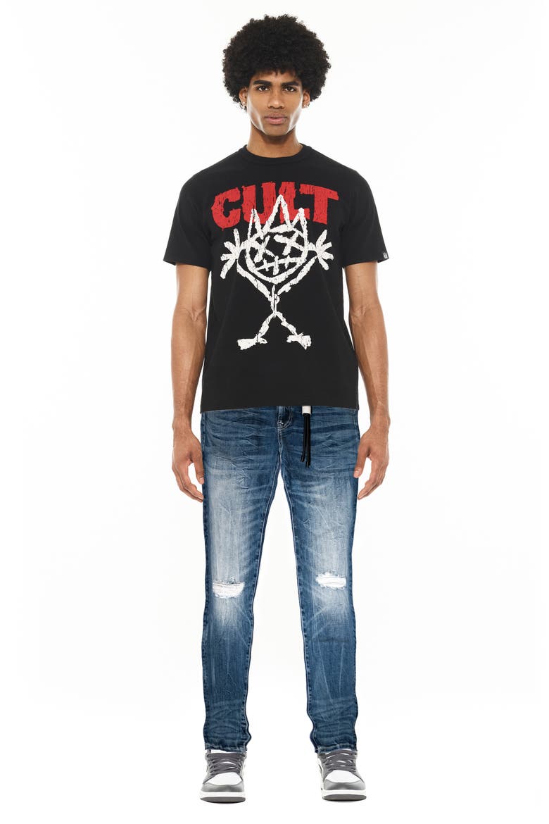 Rebel Distressed Straight Leg Jeans, Alternate, color, TIGER