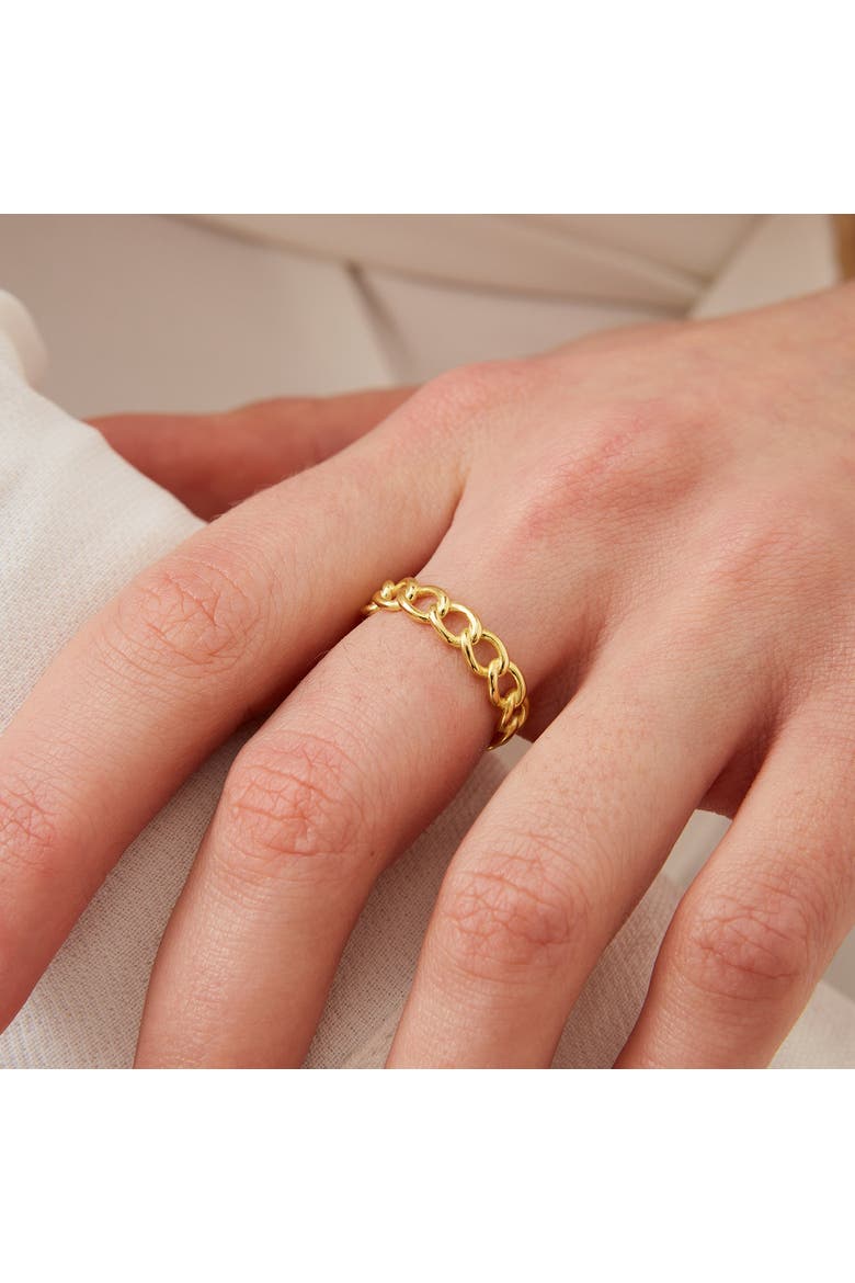 Sterling Silver Chain Ring, Alternate, color, Gold