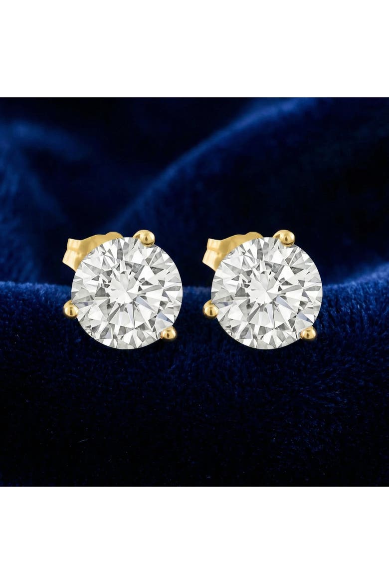 Certified 4 Ct TW Round Lab Grown Martini Diamond Studs 14k Gold, Alternate, color, 14k Yellow Gold