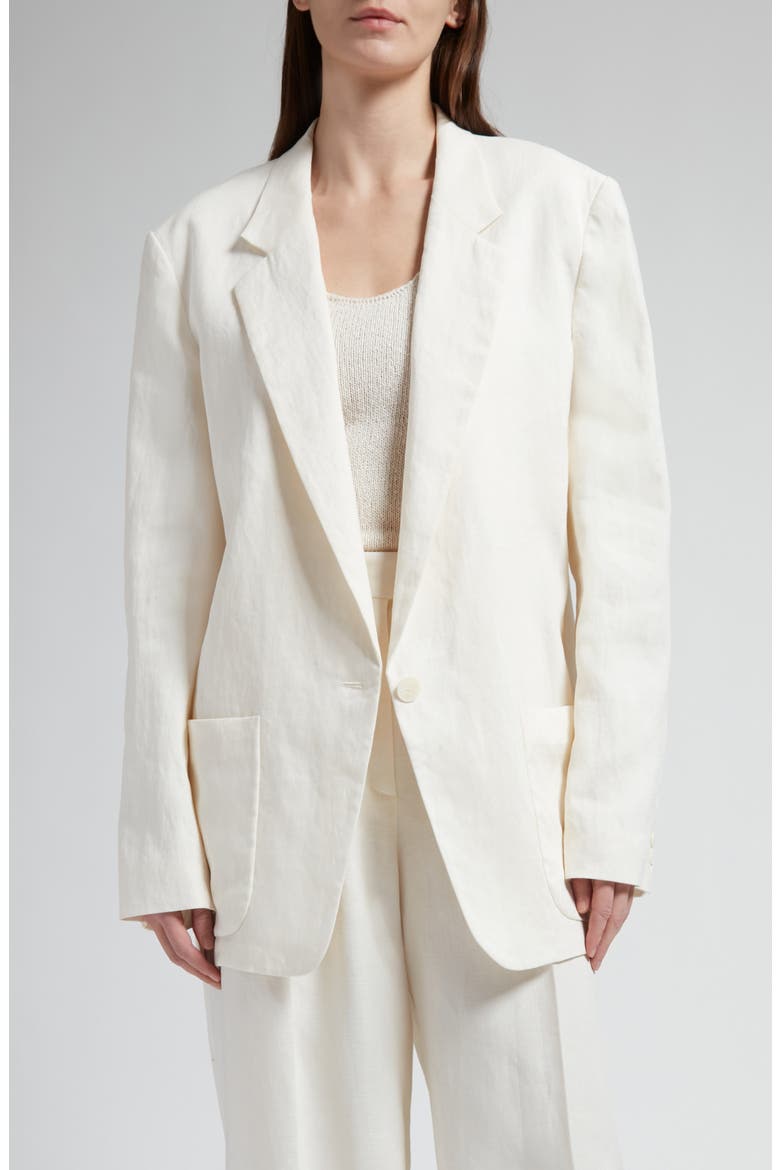 Enza Linen Blazer, Main, color, OFF WHITE
