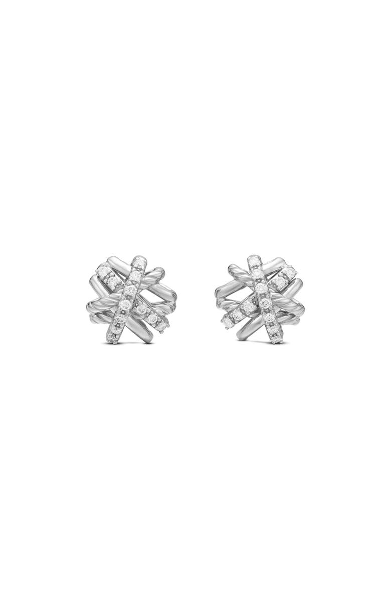 David Yurman Crossover Stud Earrings with Diamonds, Main, color, Silver/ Gold