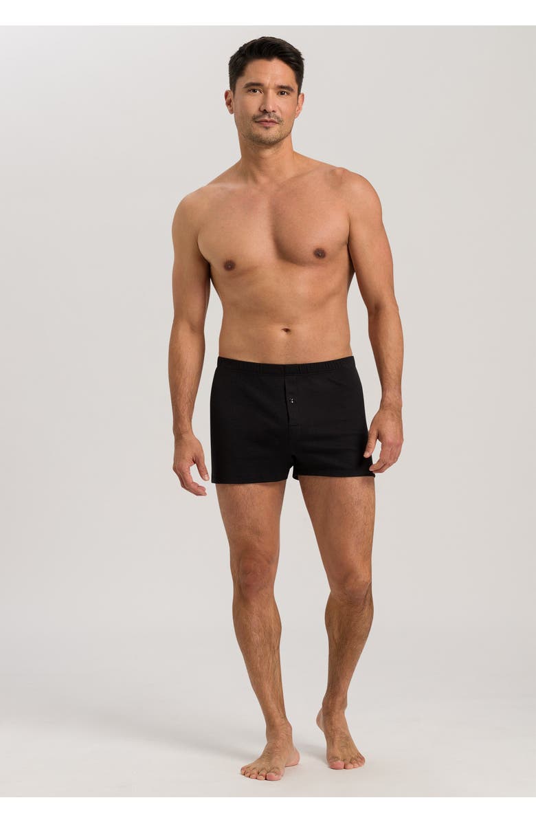 Hanro Sea Island Cotton Boxer, Alternate, color, Black