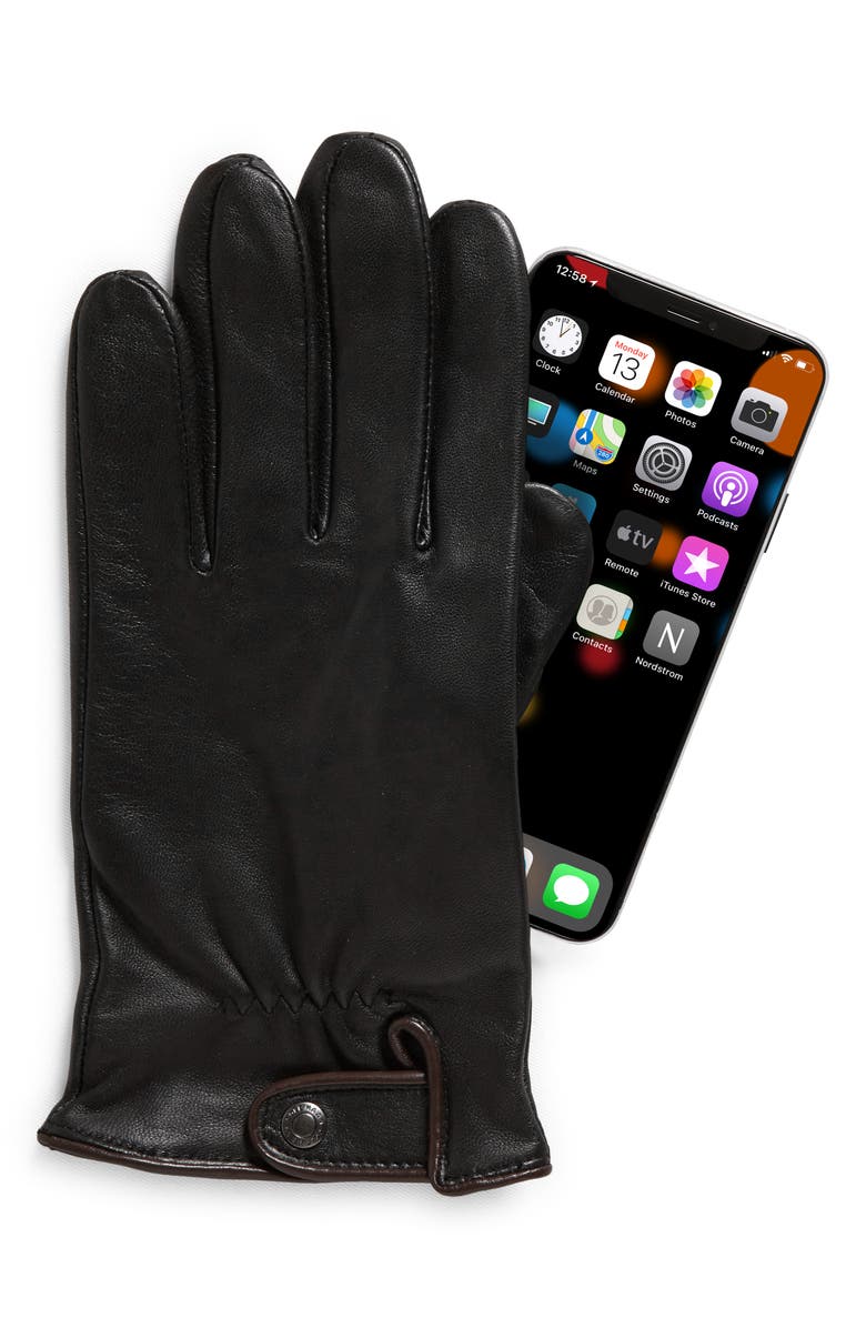 Cole Haan Snap Cuff Leather Gloves, Alternate, color, 