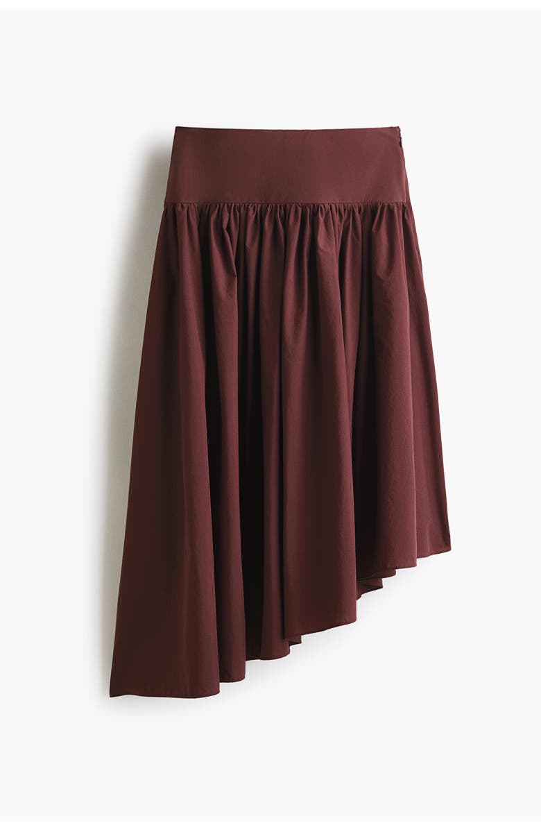 H&M Asymmetric Midi Skirt, Main, color, Dark Brown