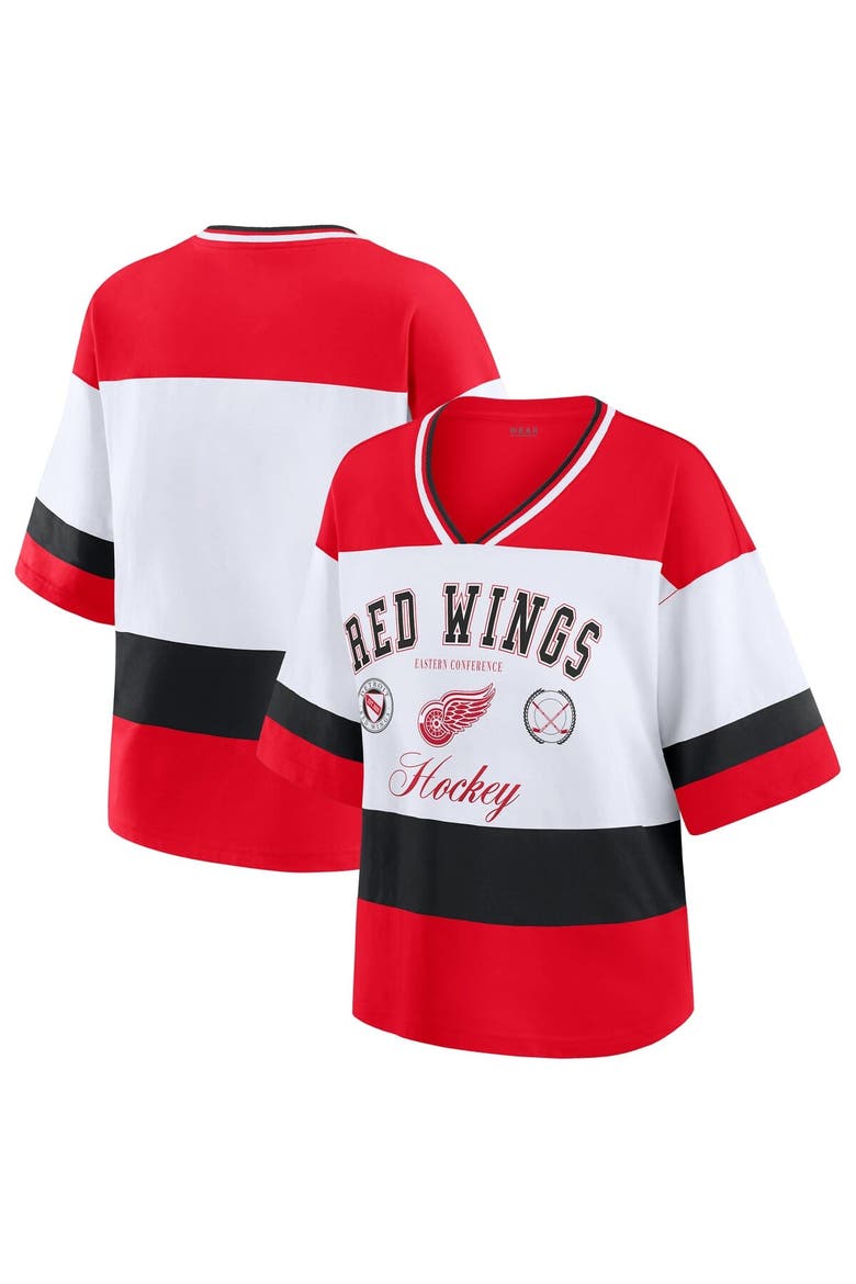 Women's WEAR by Erin Andrews Red/White Detroit Red Wings Jersey Style Tee, Main, color, Red