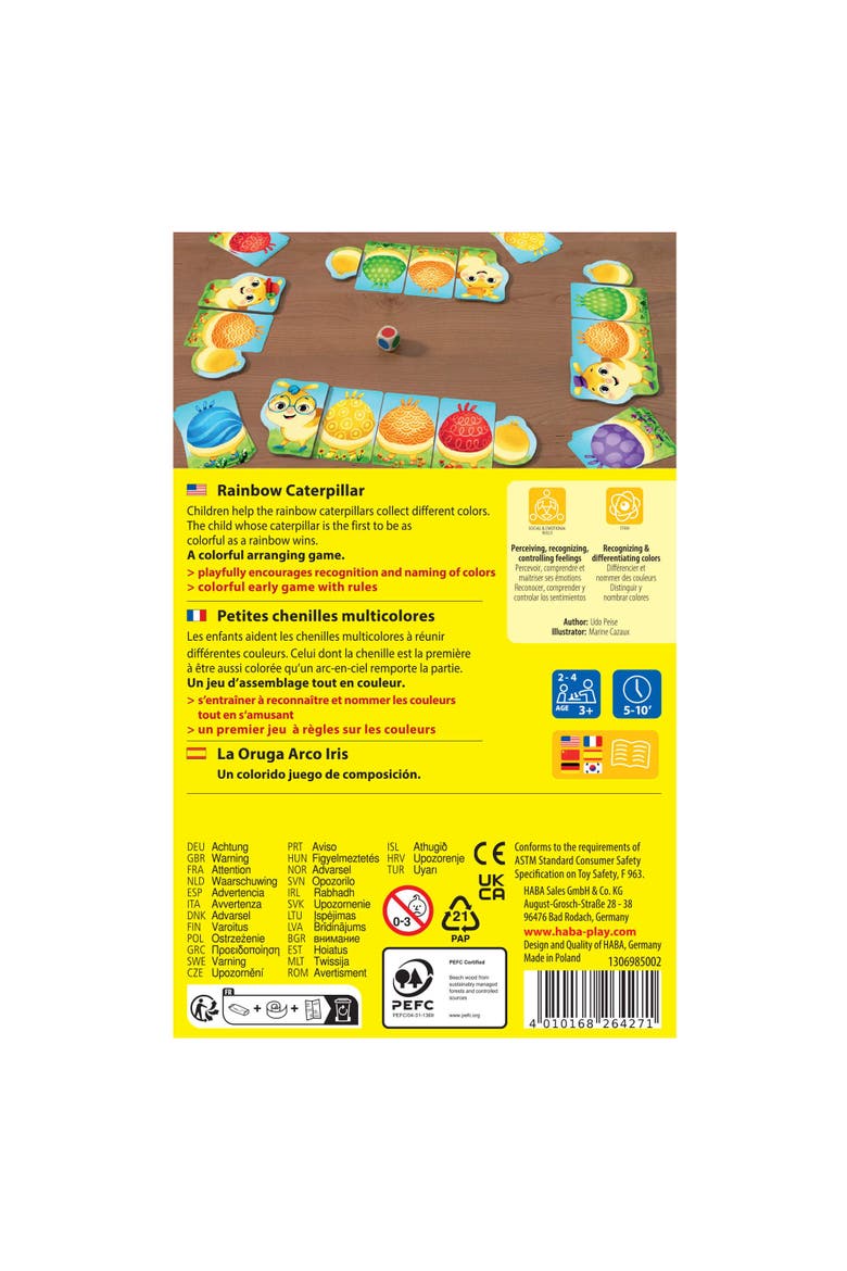 Little Rainbow Caterpillar Mini Game of Colors and Patterns Ages 3+, Alternate, color, Yellow Multi