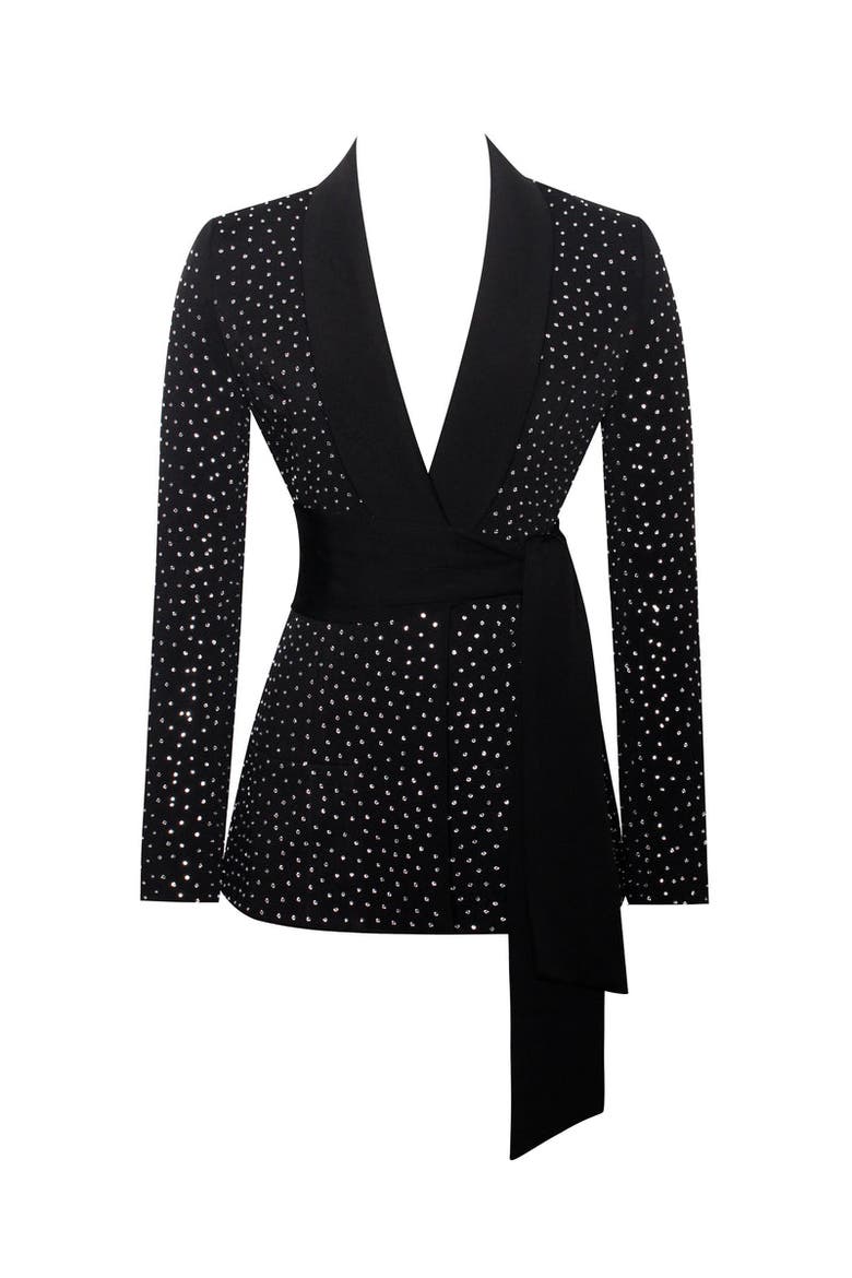 Visionary Crystal Embellished Blazer Jacket, Alternate, color, Black