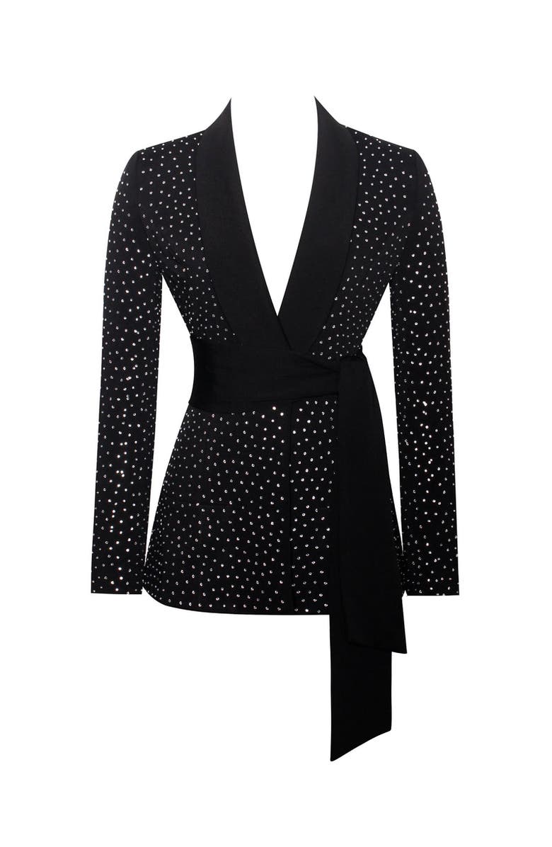 Miss Circle Visionary Crystal Embellished Blazer Jacket, Alternate, color, Black