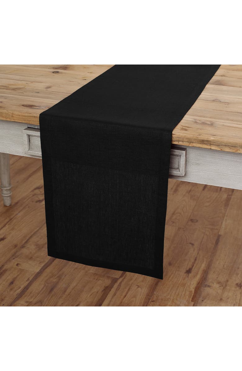 Solino Home Linen Table Runner for Dining Table, Holiday and Everyday Table Decor - Fete, Alternate, color, Black