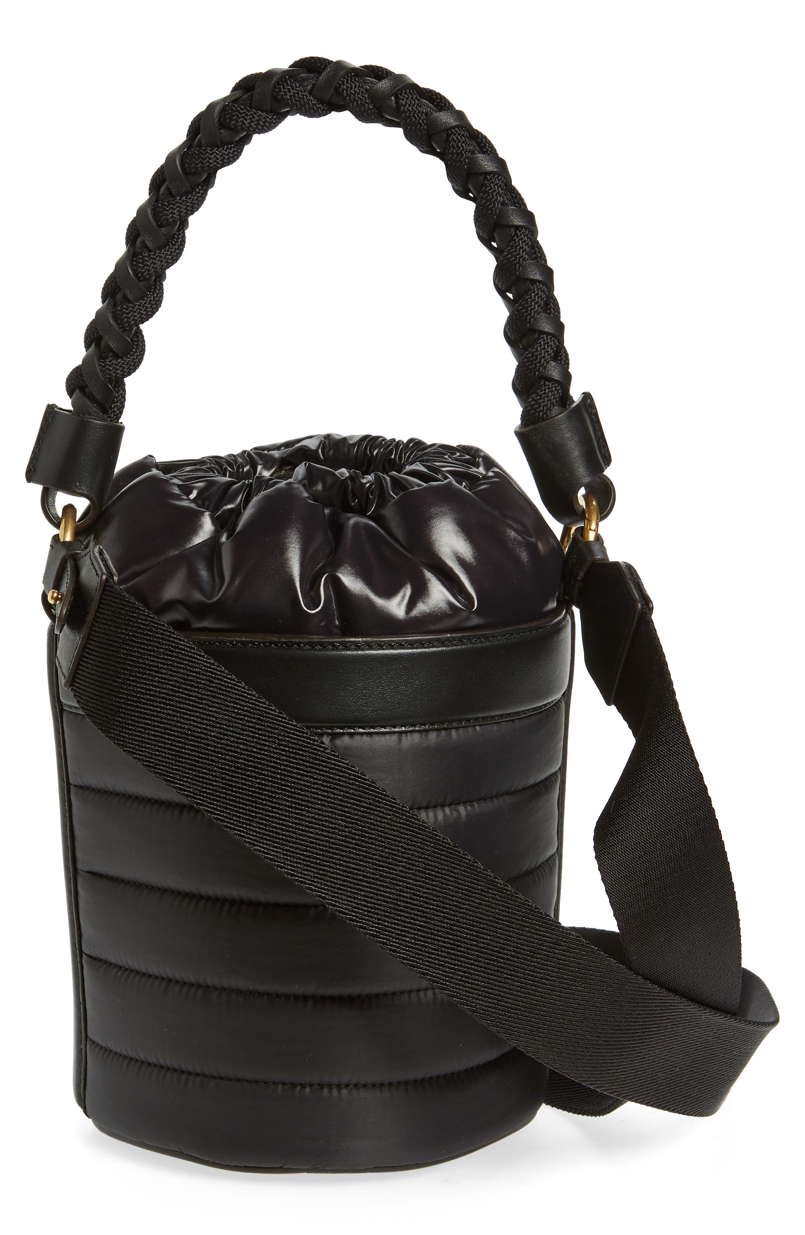 Moncler Kaleah Down Puffer Bucket Bag, Alternate, color, 