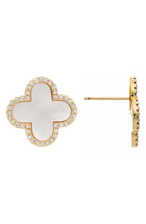 Clover CZ Stud Earrings