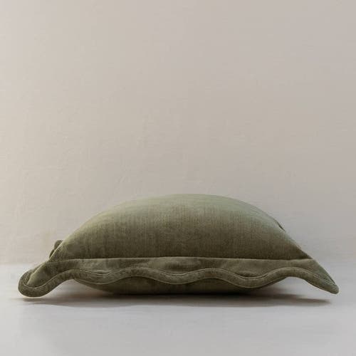 Mela Artisans Scallop Velvet Pillow In Green