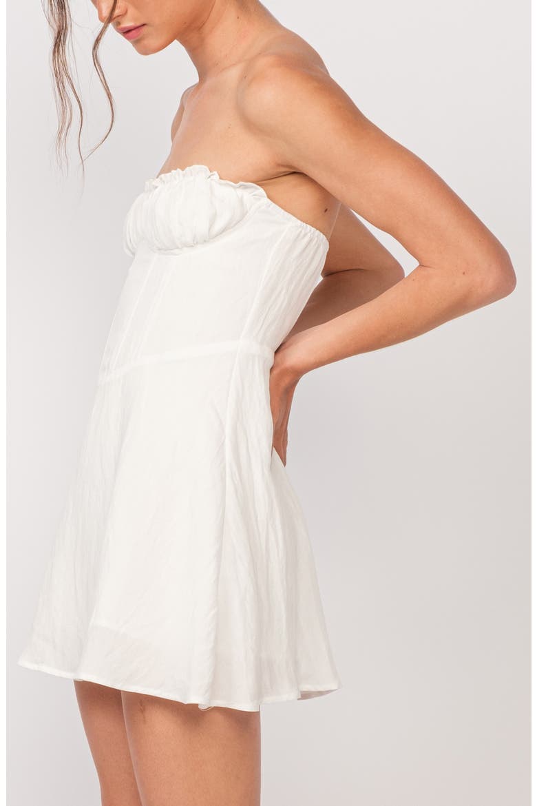 Strapless Ruffle Minidress, Alternate, color, WHITE