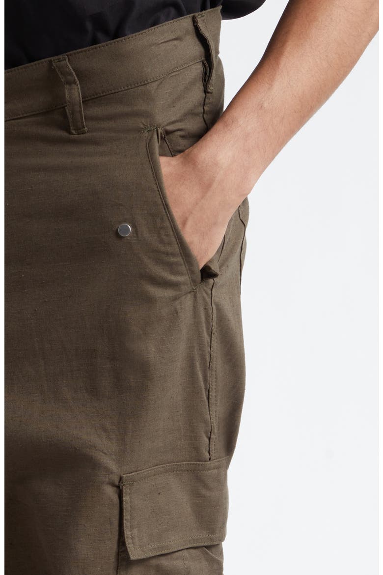 Cotton & Linen Parachute Cargo Pants, Alternate, color, OLIVE GREEN