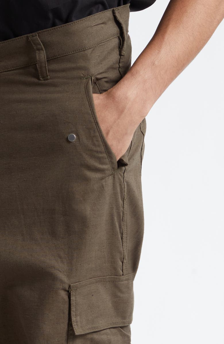 Rhude Cotton & Linen Parachute Cargo Pants, Alternate, color, Olive Green