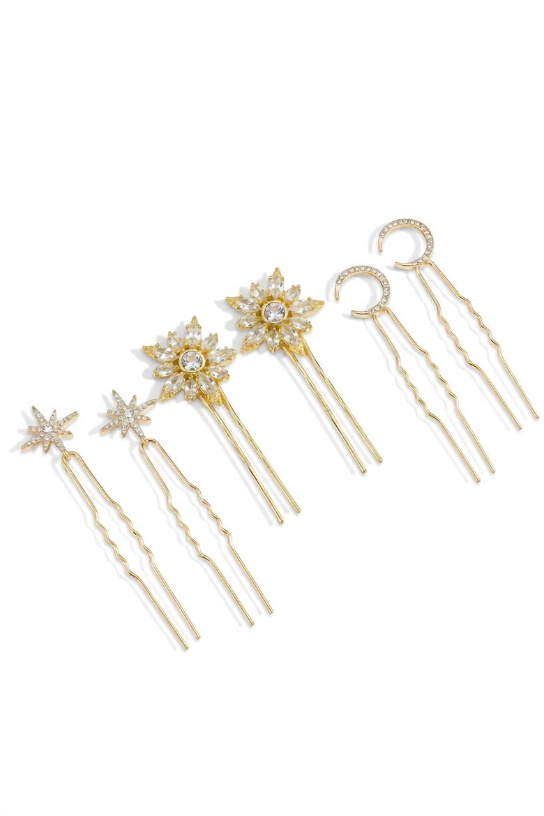 Set of 6 Celestia Crystal Hair Pins - Gold, Main, color, Gold