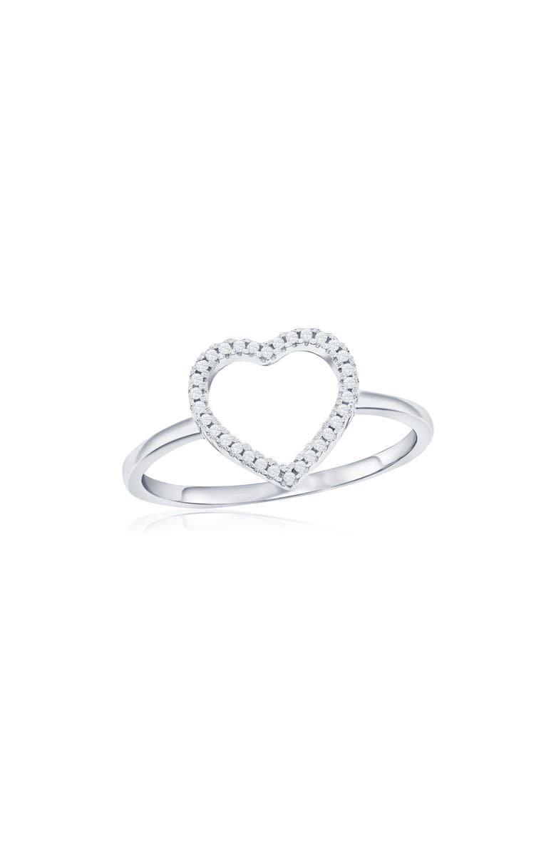 SIMONA Sterling Silver Open Heart Diamond Ring - 0.1ct., Main, color,