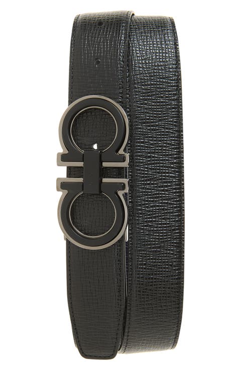 Double Gancio Saffiano Leather Belt