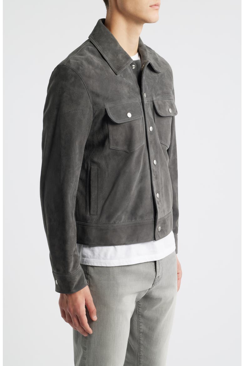 Suede Trucker Jacket, Alternate, color, DARK GREY