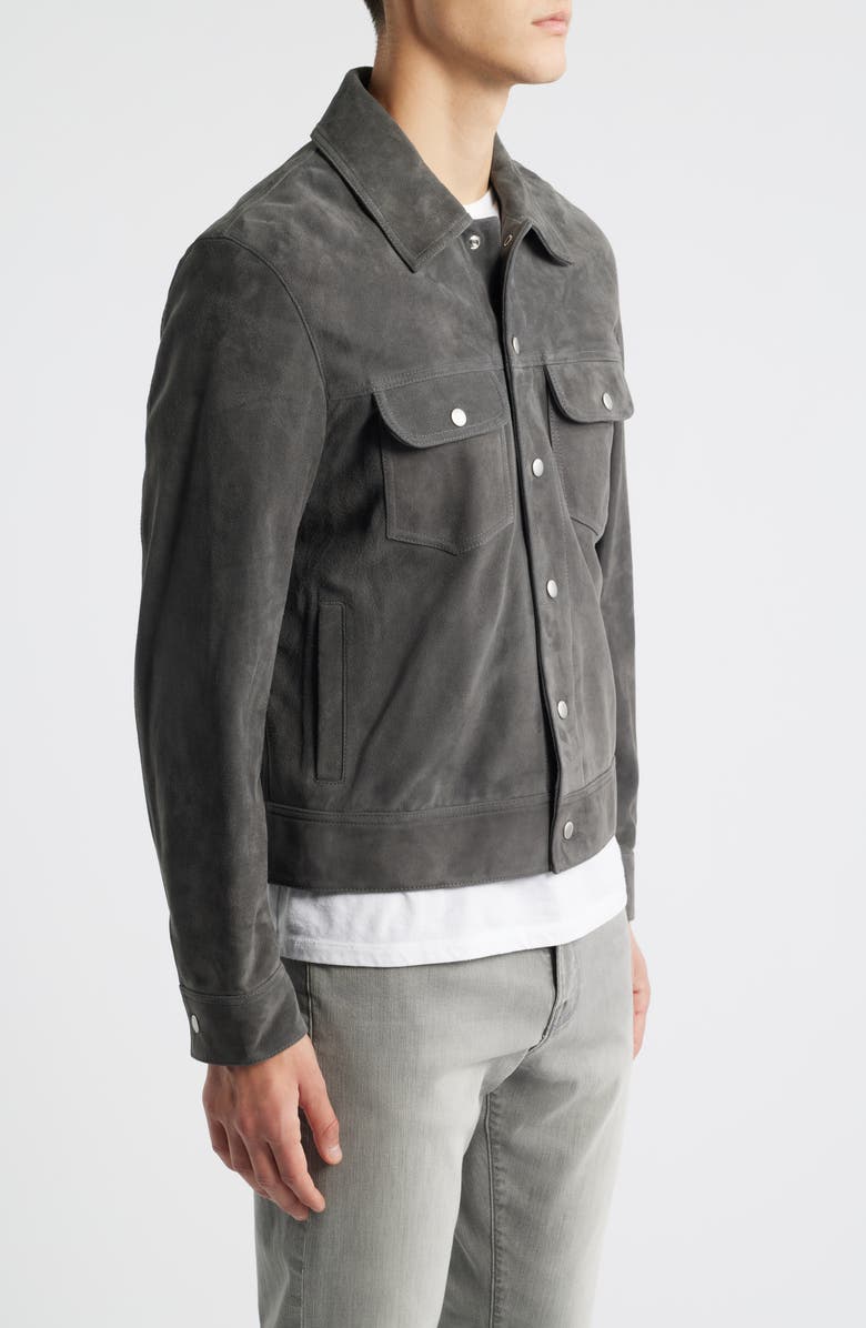 FRAME Suede Trucker Jacket, Alternate, color, Dark Grey